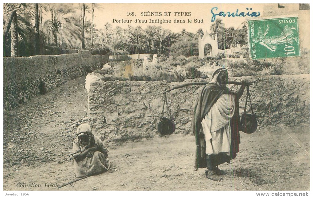 Cpa - Algérie  -      Scénes Et Types - Porteur D 'eau Indigénes   ,animée           AH1867 - Scènes & Types