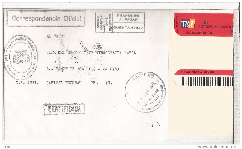 ARGENTINA CORREO OFICIAL NAVAL PREFECTURA RAWSON - Service