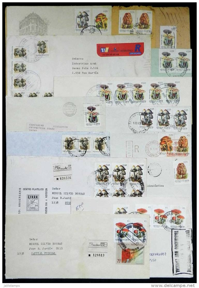 Lot Of 14 Covers Mailed Between 1992/1995, Postages With Stamps Of The Mushrooms Issue (normal And Small Size),... - Brieven En Documenten