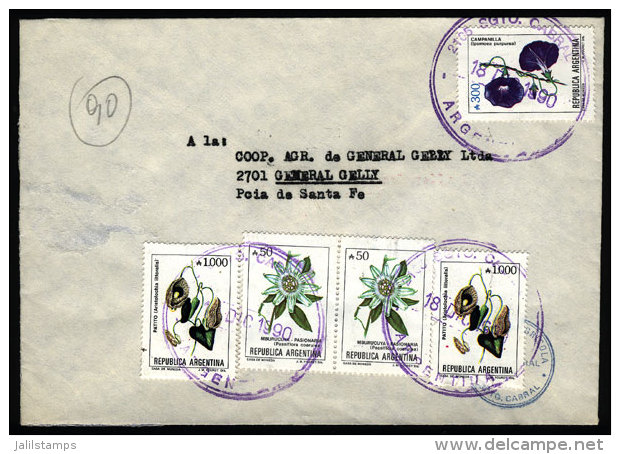 Cover Sent From "SGTO. CABRAL" (Santa Fe) To General Gelly (Santa Fe) On 18/DE/1990, With INFLA Postage Of A2,400. - Lettres & Documents