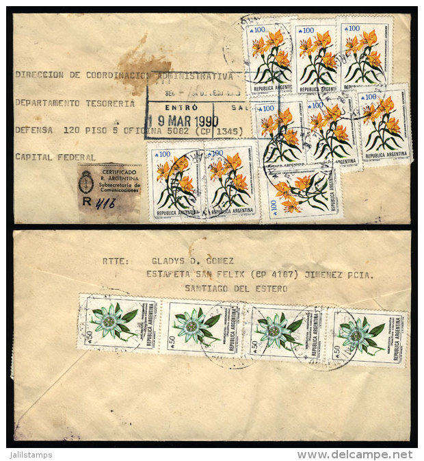 Registered Cover Sent To Buenos Aires In MAR/1990 With Postmark Of "ESTAF. SAN FELIX" (Santiago Del Estero), With... - Briefe U. Dokumente
