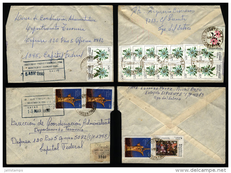2 Covers Sent From "EL PUENTE" (Santiago Del Estero) To Buenos Aires On 5/MAR And 15/MAR/1990, With INFLA Postages... - Briefe U. Dokumente
