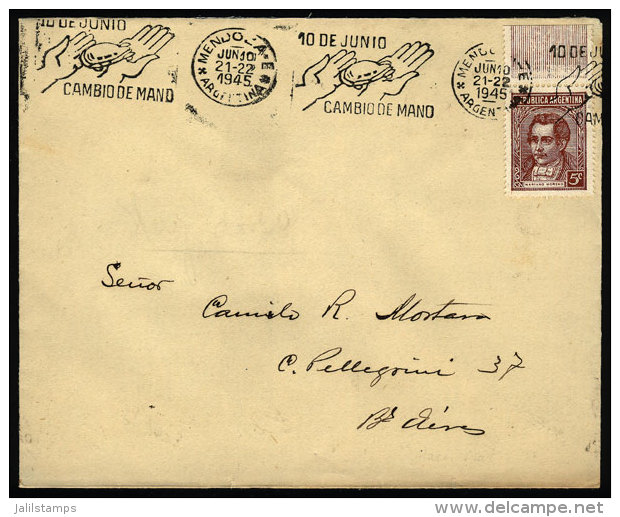 Cover Sent From Mendoza To Buenos Aires On 10/JUN/1945 With Very Nice Illustrated Slogan Cancel Topic Traffic... - Briefe U. Dokumente