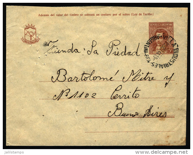 Stationery Envelope Sent To Buenos Aires On 25/OC/1944 With Postmark Of "VILLA INDUSTRIALES" (Buenos Aires), VF... - Brieven En Documenten