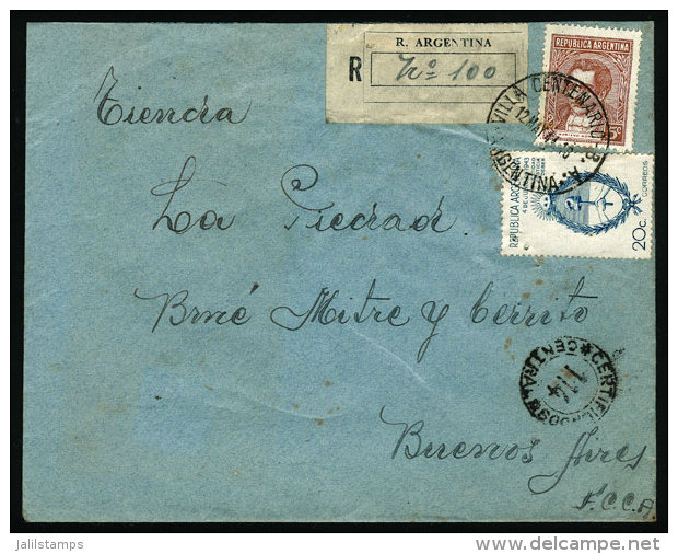 Registered Cover Sent From "VILLA CENTENARIO" (Buenos Aires) To Buenos Aires City On 12/MAY/1944, VF Quality - Brieven En Documenten