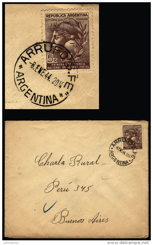 Cover Sent From ARRUFO (Santa Fe) To Buenos Aires On 8/JA/1944, VF Quality - Brieven En Documenten