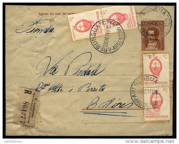Stationery Envelope Sent To Buenos Aires On 26/JA/1941 With Postmark Of "ARERUNGUA" (Corrientes), VF Quality - Brieven En Documenten