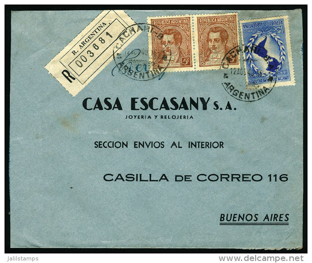 Registered Cover Sent From "CACHARI" (Buenos Aires) To Buenos Aires On 12/AU/1940, VF Quality - Brieven En Documenten