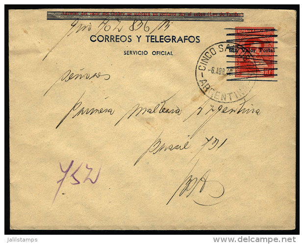 Official Stationery Envelope Mailed On 6/AP/1940, With Postmark Of CINCO SALTOS, VF Quality. - Brieven En Documenten
