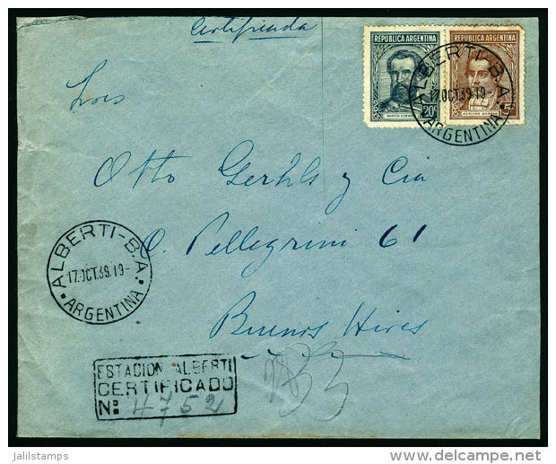 Registered Cover Sent From "ALBERTI" (Buenos Aires) To Buenos Aires City On 17/OC/1939, VF Quality - Brieven En Documenten