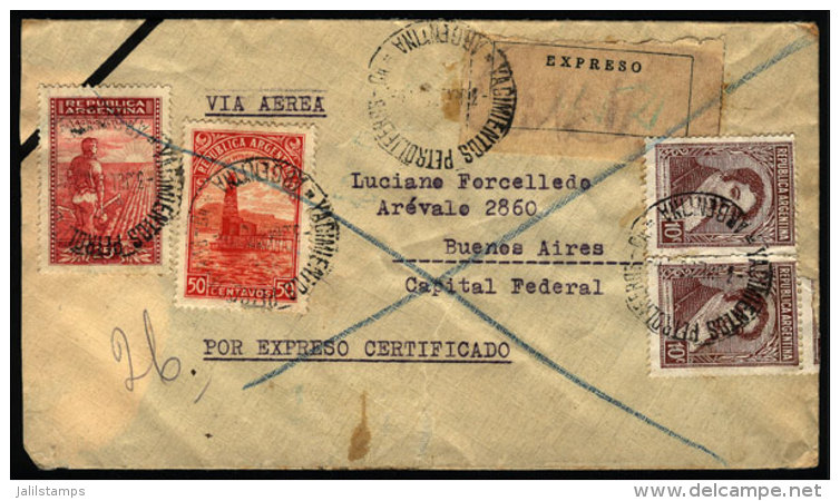 Registered Airmail Cover Posted On 3/JUL/1939 To Buenos Aires With Postmark Of "YACIMIENTOS PETROLIFEROS" (Chubut),... - Brieven En Documenten