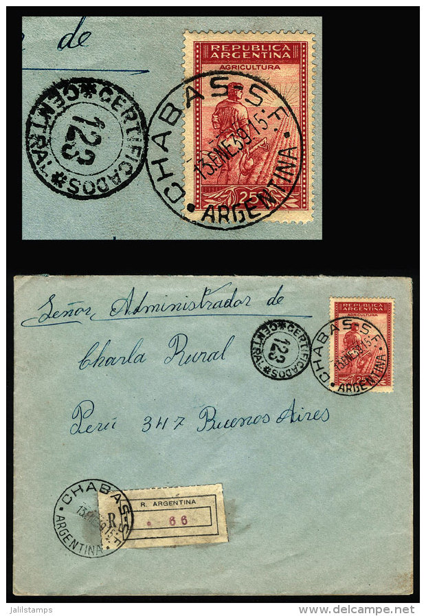 Registered Cover Sent From CHABAS (Santa Fe) To Buenos Aires On 13/JA/1939, VF Quality - Brieven En Documenten