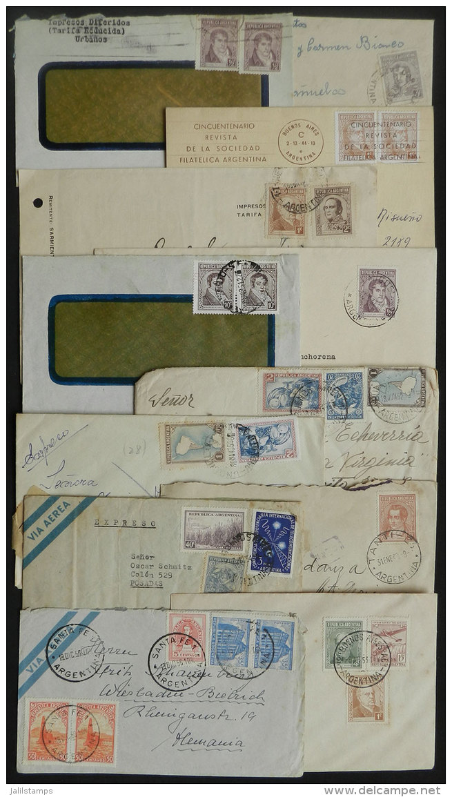 33 Covers Mailed Between 1937/1955, Postages With Stamps Of The Proceres &amp; Riquezas Issue, Interesting Range Of... - Lettres & Documents