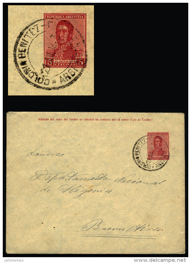 Stationery Envelope Sent To Buenos Aires On 21/AP/1923 Cancelled "COLONIA BENITEZ" (Chaco), VF Quality - Brieven En Documenten