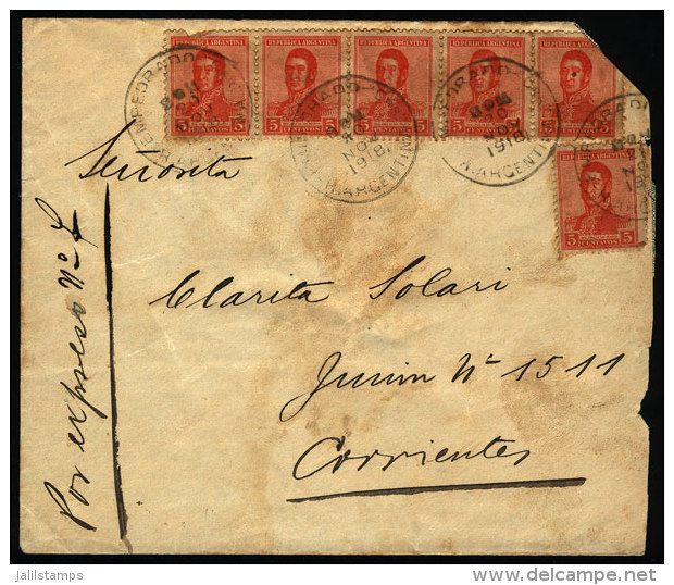 Express Cover Mailed On 20/NO/1918 With Postmark Of "EMPEDRADO" (Corrientes), The Top Right Corner Cut And With... - Lettres & Documents