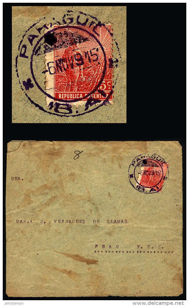 Front Of Cover Sent From "PARAGUIL" (Buenos Aires) To Puan On 6/NO/1915, VF Quality - Brieven En Documenten