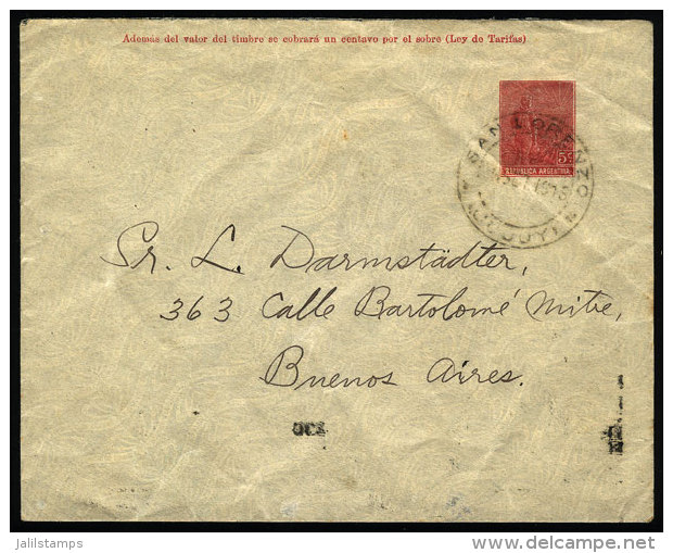 Stationery Envelope Sent From "SAN LORENZO" (Jujuy) To Buenos Aires In SE/1913, VF Quality. - Brieven En Documenten