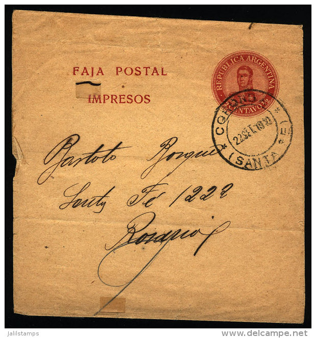 Wrapper Sent From "CORONDA" (Santa Fe) To Rosario On 22/SE/1910, VF Quality - Brieven En Documenten