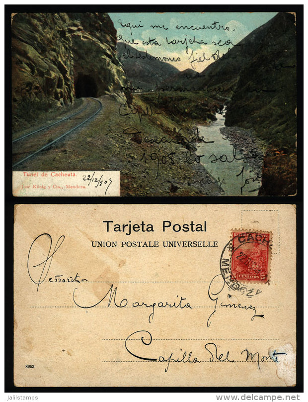 Postcard Mailed On 22/DE/1909 From CACHEUTA (Mendoza), VF Quality - Brieven En Documenten