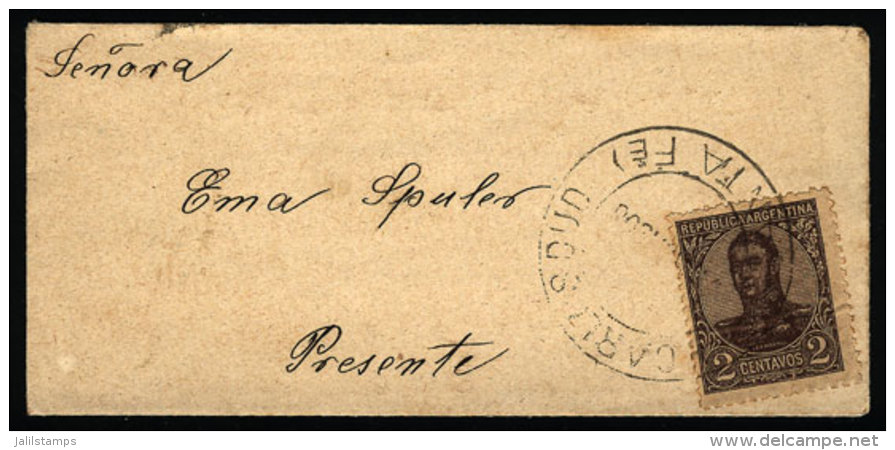 Cover That Contained A Personal Card, Used Locally In Santa Fe In 1908, Franked With 2c. San Martin In Oval, VF... - Brieven En Documenten