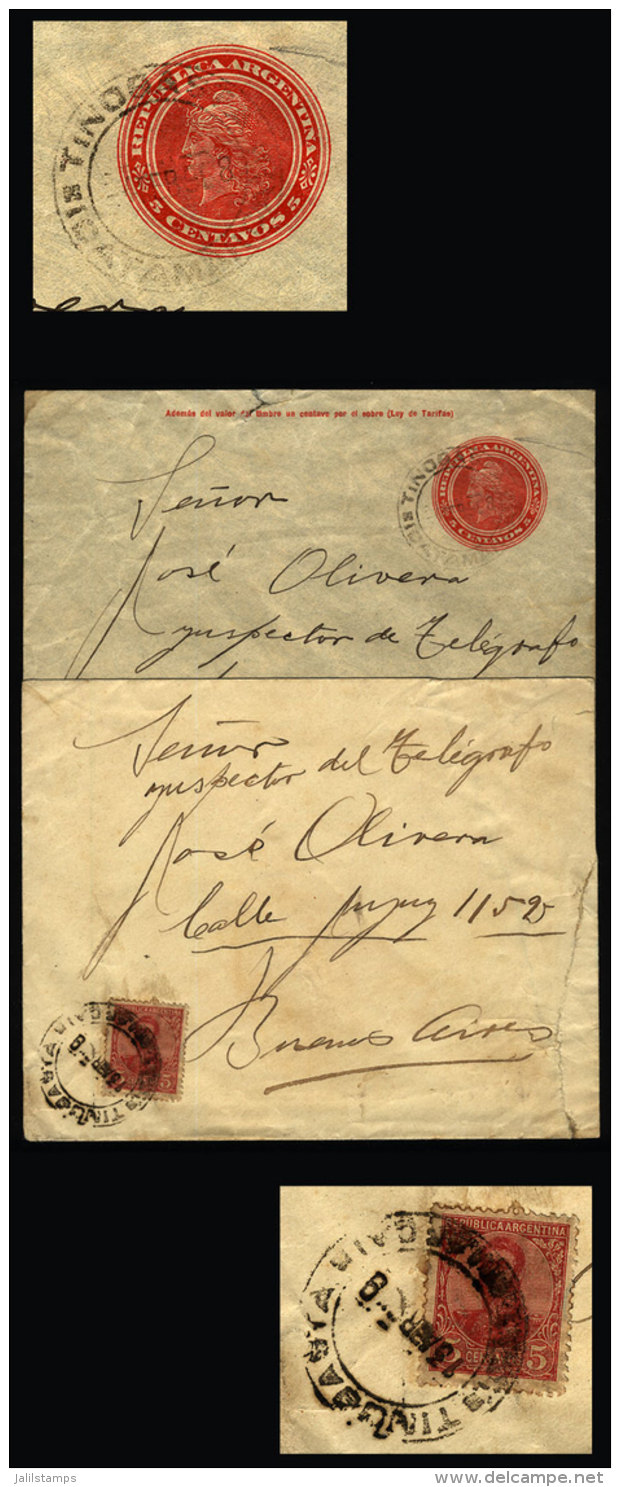 2 Covers (1 Stationery) Mailed In 1905 With Postmarks Of "TINOGASTA" (Catamarca) - Lettres & Documents