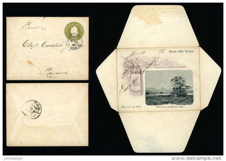 Lettercard Illustrated Inside With View Of Tierra Del Fuego, Sent To Paraná On 31/DE/1901 With Postmark Of... - Lettres & Documents