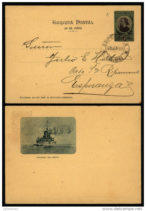 Postal Card Used On 26/JUN/1901 With Postmark Of "ESPERANZA" ( Santa Fe), Illustrated On Back With View Of... - Briefe U. Dokumente