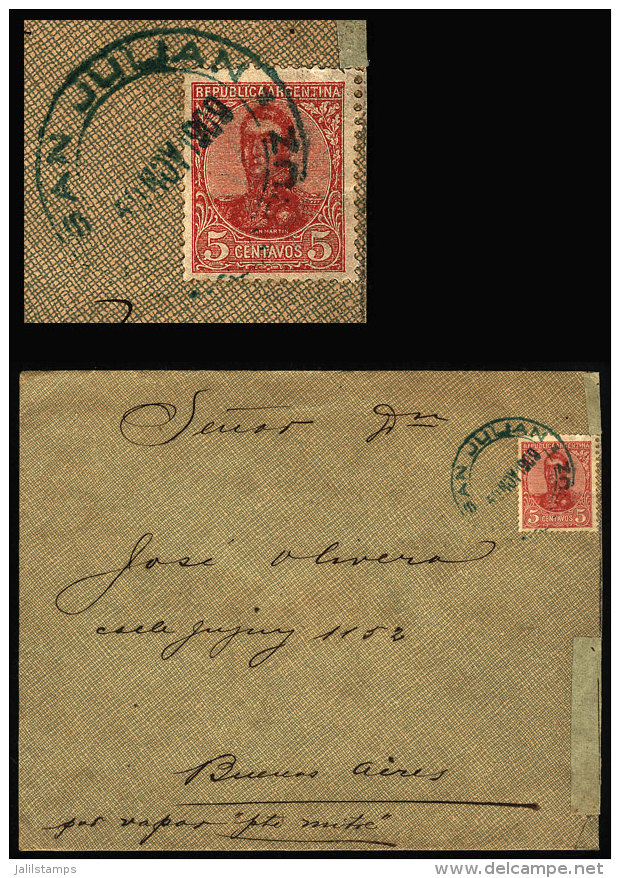 Cover Sent From "SAN JULIAN" (Santa Cruz) To Buenos Aires In NO/1900, VF Quality - Lettres & Documents