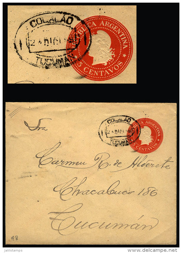 Stationery Envelope Mailed To Tucumán City In DE/1899 With Double Ellipse Datestamp Of "COLALAO"... - Brieven En Documenten