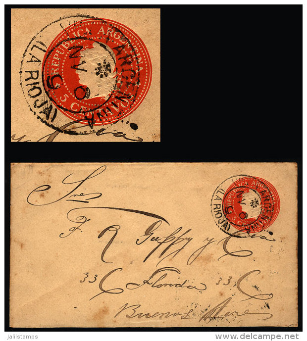 Stationery Envelope Sent From "VILLA ARGENTINA" (La Rioja) To Buenos Aires On 8/NO/1899, VF Quality - Lettres & Documents