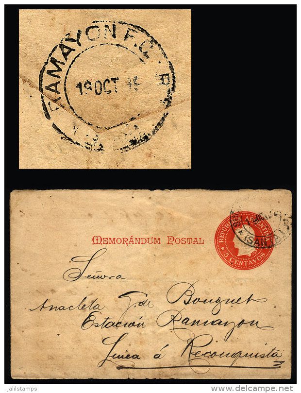 Lettercard Sent From Santa Fe To ESTACIÓN RAMAYO - Linea A Reconquista On 17/OC/1899, With Arrival... - Brieven En Documenten