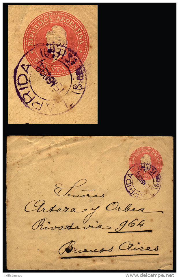 Stationery Envelope Used On 15/AU/1898 With Double Circle Datestamp Of "LAPRIDA" (Santiago Del Estero), To Buenos... - Brieven En Documenten