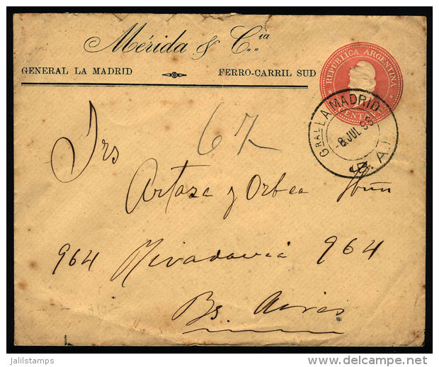 Stationery Envelope With Printed Corner Card, Sent To Buenos Aires On 8/JUL/1898 With Double Circle Datestamp Of... - Brieven En Documenten