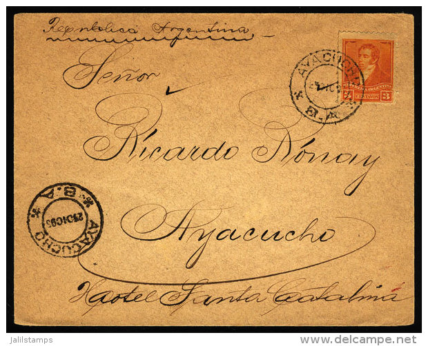 Cover Used Locally In AYACUCHO (Buenos Aires) To 25/DE/1895 Franked With 3c., VF Quality - Brieven En Documenten