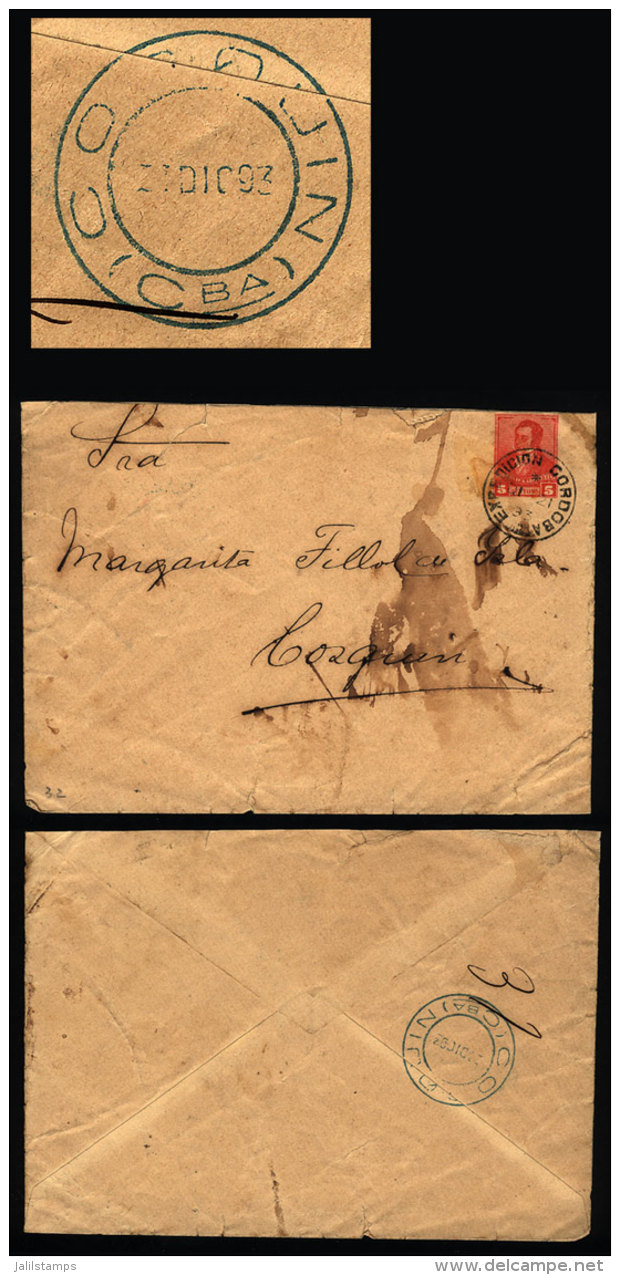 5c. Stationery Envelope Mailed On 21/DE/1893, With Postmark Of "EXPEDICION CORDOBA", And Arrival Backstamp Of... - Lettres & Documents