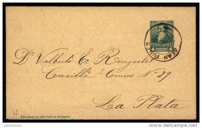 Postal Card Sent To La Plata In AU/1893, With Postmark Of "DEAN FUNES" (Córdoba), VF Quality - Lettres & Documents