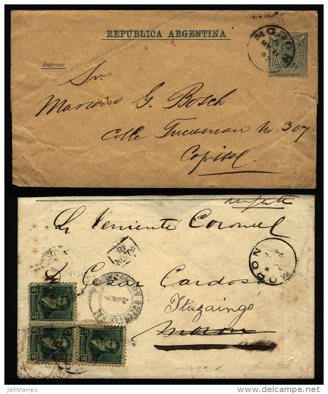 Wrapper And Cover Mailed On 11/MAY/1892 And 26/JUL/1894 With Postmarks Of "MORON", The Cover With Back Flap... - Brieven En Documenten