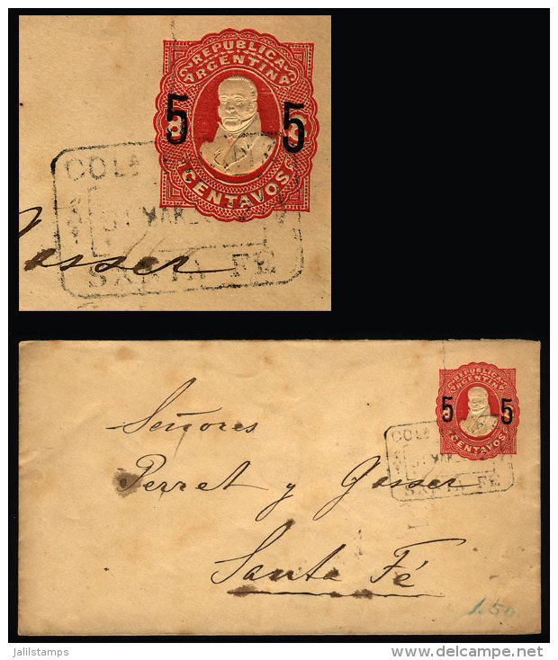 Stationery Envelope Sent To Santa Fe City In AP/1892 With Double Rectangular Datestamp Of "COLa FRANK" (Santa Fe),... - Lettres & Documents