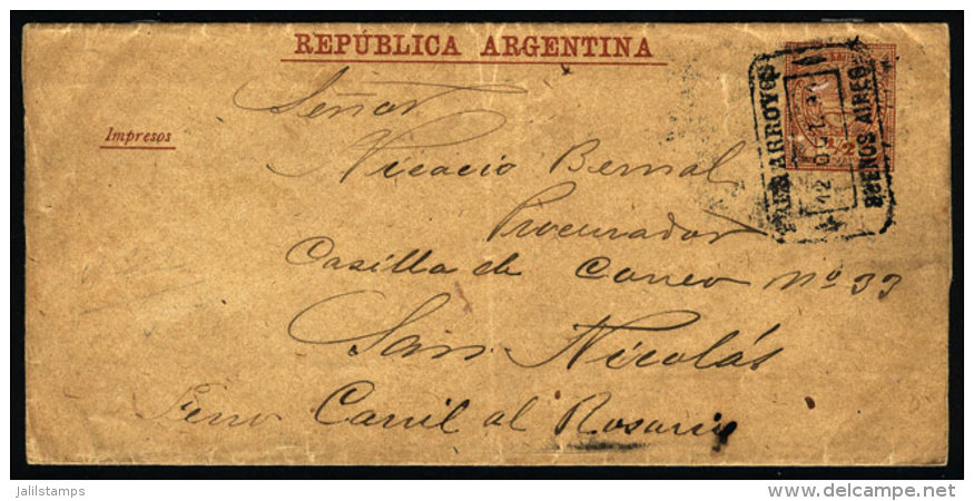 Stationery Envelope Sent To San Nicolás On 12/OC/1891 With Double Rectangular Datestmap Of "TRES ARROYOS" - Brieven En Documenten