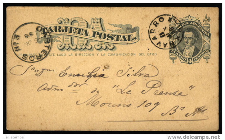 Postal Card Sent From "NAVARRO" (Buenos Aires) To Buenos Aires City On 6/JUN/1888, VF Quality - Brieven En Documenten