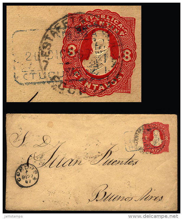 Stationery Envelope Used On 26/DE/1887 With Postmarks Of  "ESTAFETA AMBULANTE N&ordm;7" And "ESTn SIMOCA"... - Lettres & Documents