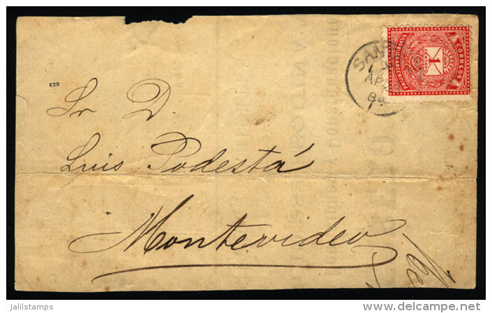 Front Of A Commercial Invoice (rate For Printed Matter) Mailed To Montevideo In 1884, Franked With 1c. (GJ.62),... - Lettres & Documents