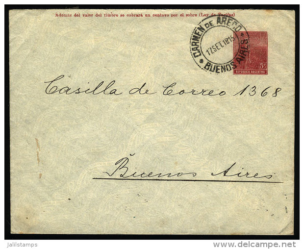 Stationery Envelope Sent From "CARMEN DE ARECO" (Buenos Aires) To Buenos Aires City On 17/SE/1815, VF Quality - Andere & Zonder Classificatie