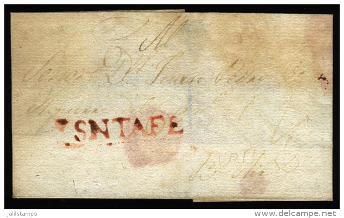 Folded Cover Used Circa 1800, Sent To Buenos Aires With Rust-red Straightline SANTA FE Mark Very Well Applied, VF... - Autres & Non Classés