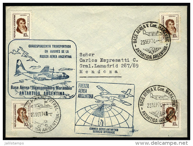 Cover Mailed On 23/SE/1974, With Postmarks Of The MARAMBIO Antarctic Base, VF Quality - Brieven En Documenten