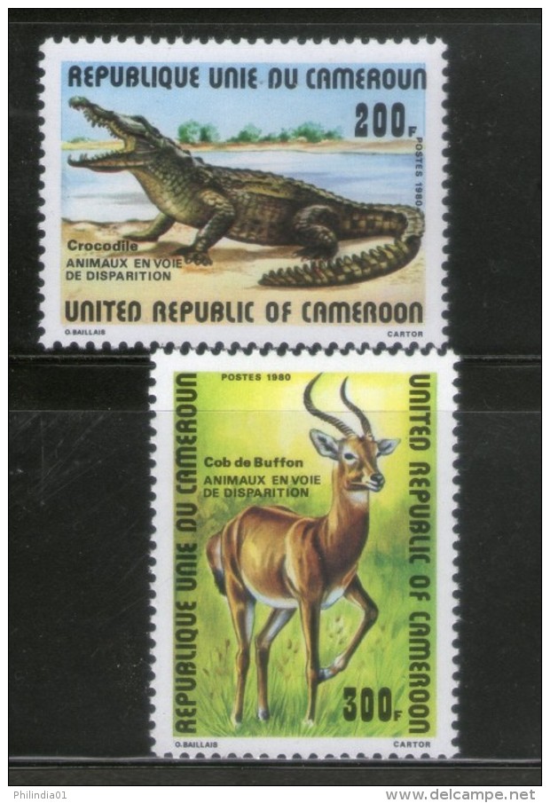 Cameroun 1980 Antelope Crocodile Wildlife Animals Reptiles Sc 478-79 MNH # 1619 - Autres & Non Classés