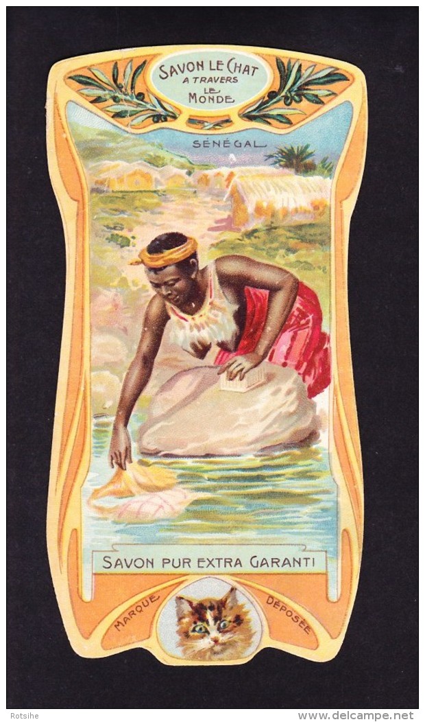 CHROMO Savon Le Chat   A Travers Le Monde   Sénégal  Calendrier 1906 1907 Goossens   Art Nouveau - Autres & Non Classés