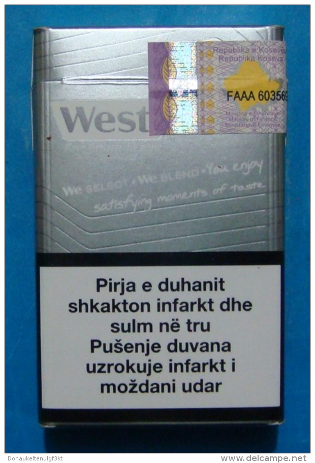 WEST EMPTY HARD PACK CIGARETTE BOX EDITION WITH KOSOVO FISCAL STAMPS - Boites à Tabac Vides