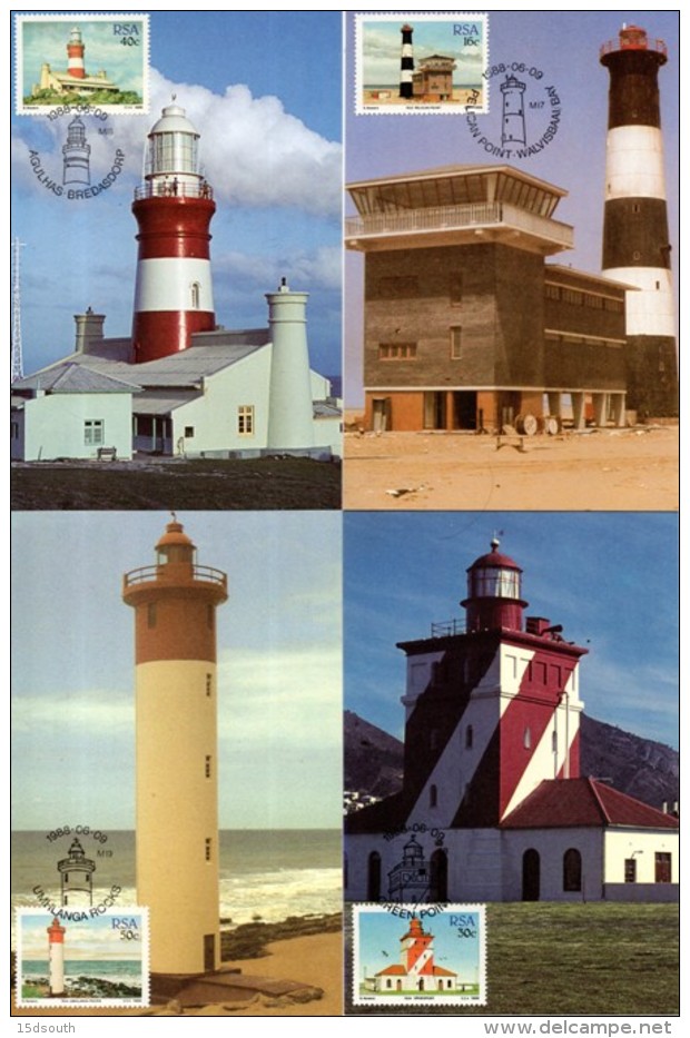South Africa - 1988 Lighthouses Maxi Card Set # SG 649-652 - Phares