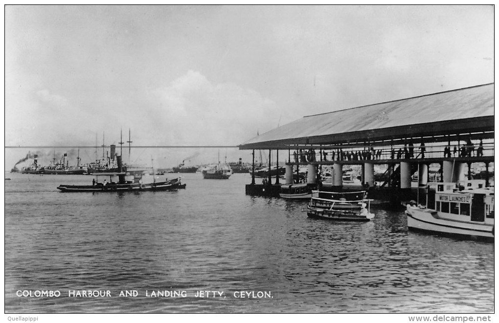 04446 "COLOMBO HARBOUR AND LANDING JETTY - CEYLON" ANIMATA, NAVI. CART NON SPED - Sri Lanka (Ceylon)